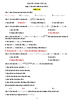 Bài tập Đại số và Giải tích Khối 11 Hàm số lượng giác